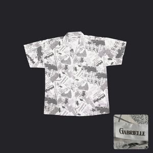 Y2K Gabrielle Oversized Newspaper Print Camp Shirt XL